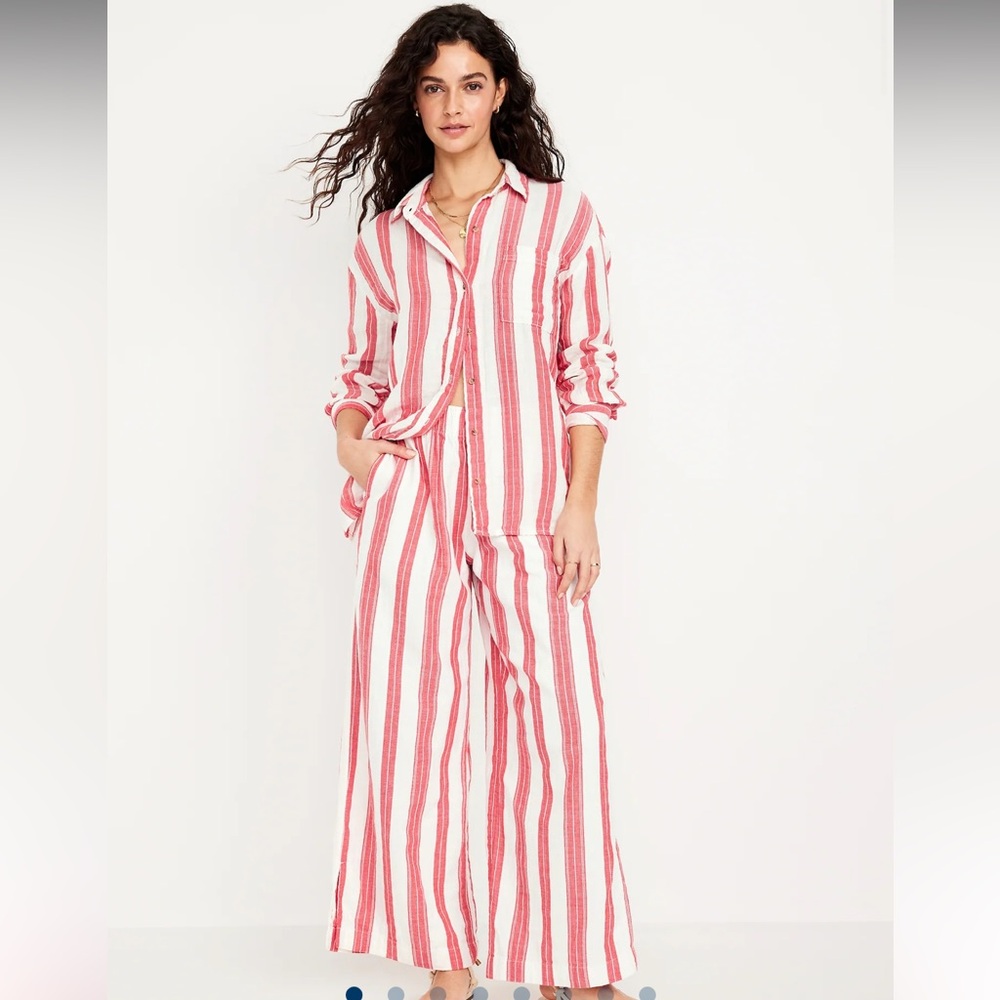 NWT Old Navy High Rise Crinkle Gauze Super Wide Leg Pants